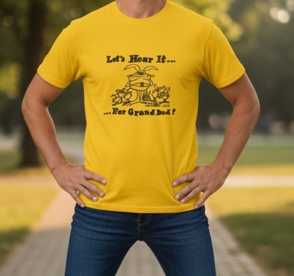 Let's Hear it for Granddad Graphic T-Shirt Men's Size XL Yellow by Gildan